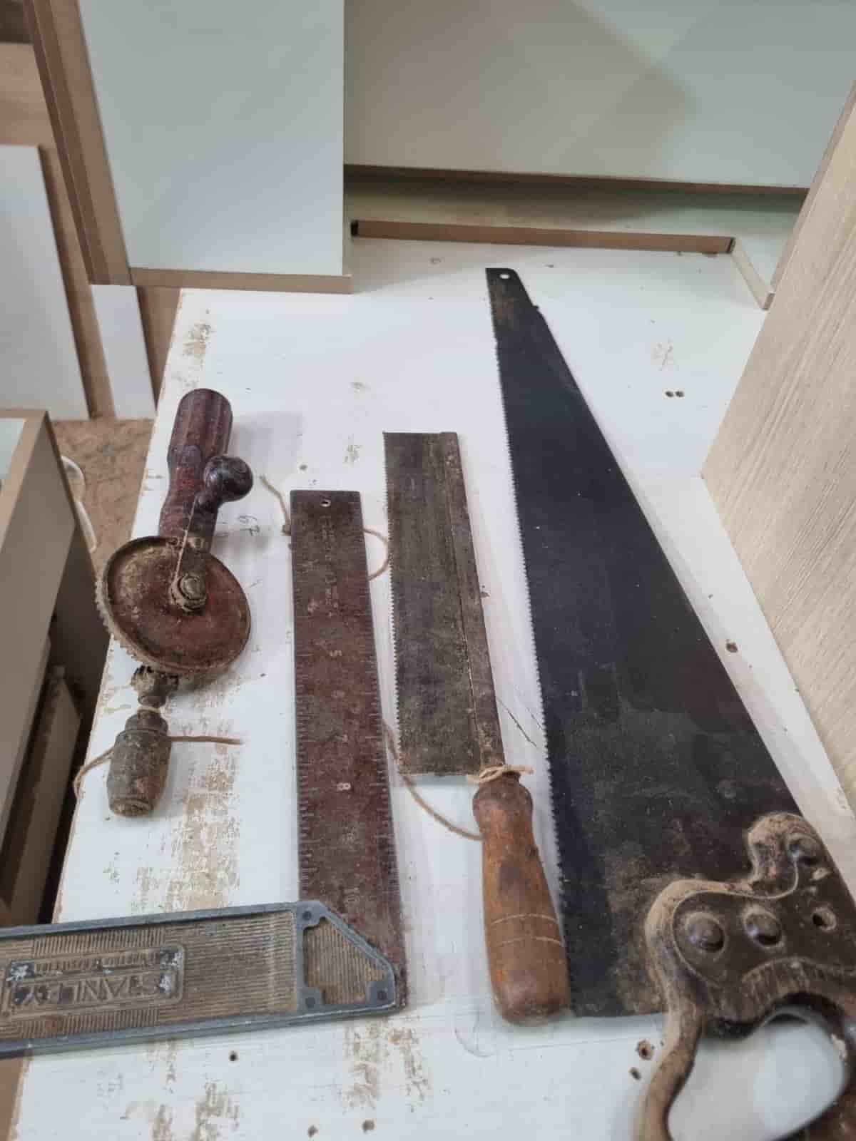 Generational 100-year-old traditional hand saws and tools from Valtersky's family heritage